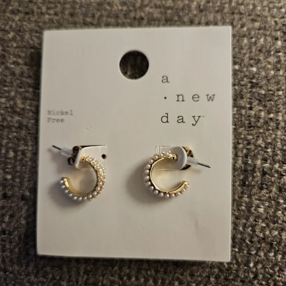 a new day Nickel Free Pearl Studded Earrings - Picture 1 of 2